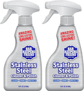 Bar Keepers Friend Stainless Steel Cleaner and Polish Spray (2 x 16 oz) Removes Oily Fingerprints, Hard Water Stains, Grime & Food Debris without Scratching or Dulling Appliances & Surfaces